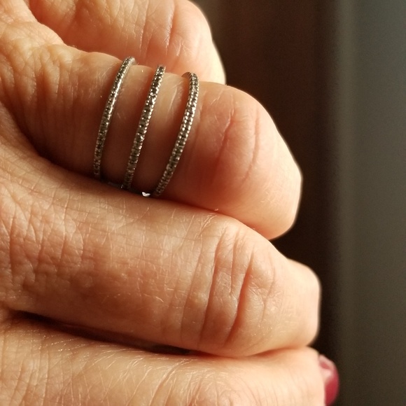 (3) Half Eternity Stacking Diamond Rings - Picture 2 of 3
